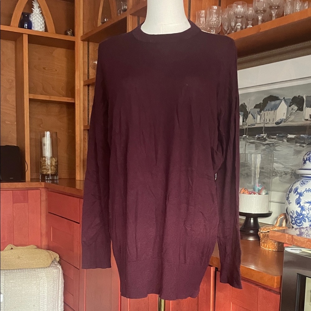 Splendid Burgundy Cold Shoulder Sweater Medium EUC - Picture 3 of 8